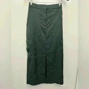 House of Harlow Women's Satin Cargo Skirt Black High Waist Pockets Size XXS NWOT
